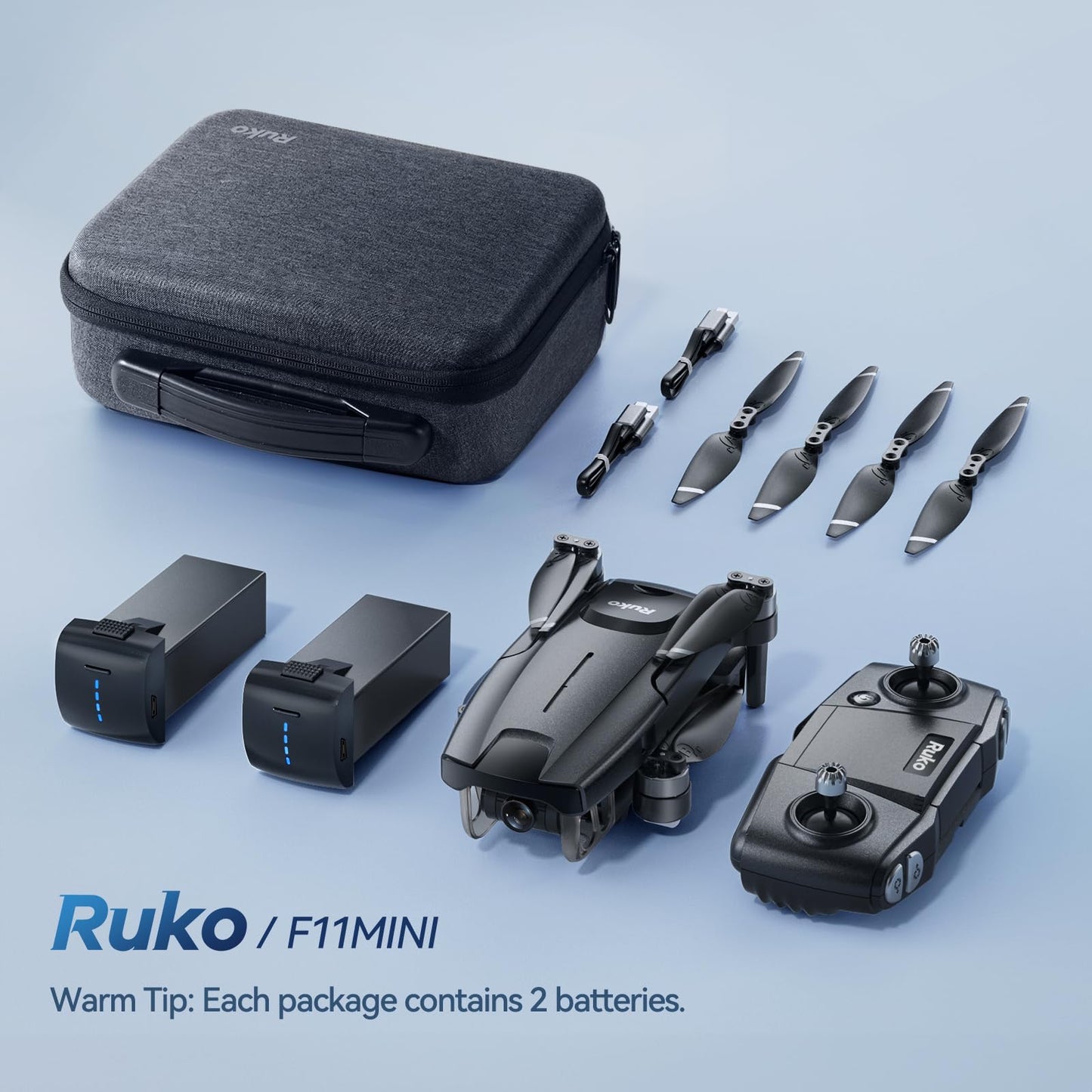 Ruko F11MINI Drone with Camera 4K, Under 250g, 60 Mins Flight with 2 batteries, 5GHz Transmission, GPS Auto Return, Brushless Motor, Foldable and Lightweight, FPV Quadcopter for Beginner, Adults